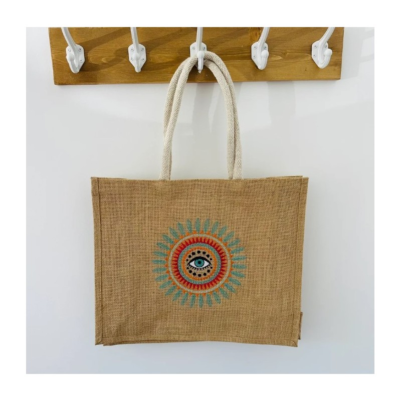 Sac cabas toile de jute - Porte bonheur